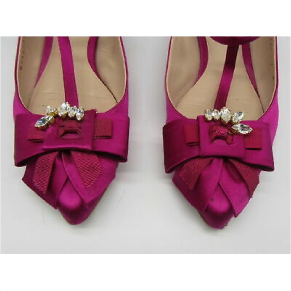 Stuart Weitzman Fuchsia Satin Slides Sz 7 - image 3